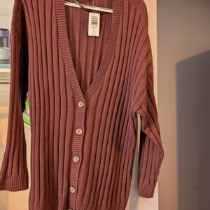 Torrid Ribbed Cardigan Sweater in Rich Brown